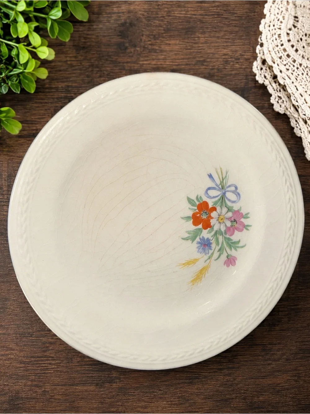 Vintage Crown Potteries J145 Floral Dessert Bowls Set of 3 USA 6 Inch
